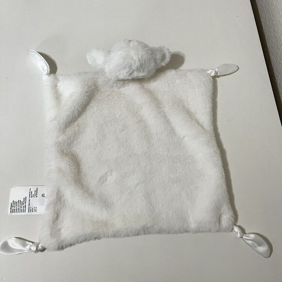 Pottery Barn Kids Lamb Lovey Security Blanket White Knotted Satin Blankie Plush - Picture 7 of 9